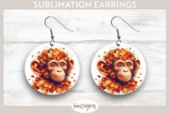 Fall Chimpanzee Animal v1 Round Earrings Sublimation Product Image 1