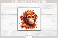 Fall Chimpanzee Animal v1 Square Coaster Sublimation Product Image 1