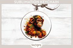 Fall Chimpanzee Animal v2 Round Keychain Sublimation Product Image 1