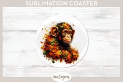 Fall Chimpanzee Animal v2 Round Coaster Sublimation Product Image 1