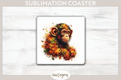 Fall Chimpanzee Animal v2 Square Coaster Sublimation Product Image 1