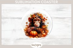 Fall Chimpanzee Animal v3 Round Coaster Sublimation Product Image 1