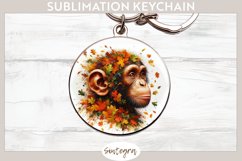 Fall Chimpanzee Animal v4 Round Keychain Sublimation Product Image 1