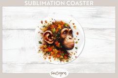 Fall Chimpanzee Animal v4 Round Coaster Sublimation Product Image 1