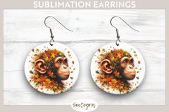Fall Chimpanzee Animal v4 Round Earrings Sublimation Product Image 1