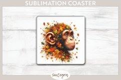 Fall Chimpanzee Animal v4 Square Coaster Sublimation Product Image 1
