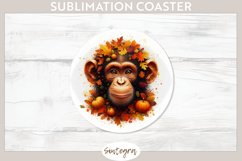 Fall Chimpanzee Animal v5 Round Coaster Sublimation Product Image 1