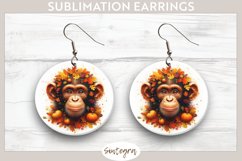 Fall Chimpanzee Animal v5 Round Earrings Sublimation Product Image 1