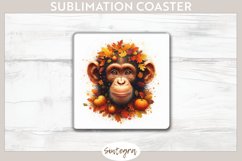 Fall Chimpanzee Animal v5 Square Coaster Sublimation Product Image 1
