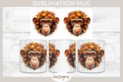 Fall Chimpanzee Animal v6 Mug Wrap Sublimation Product Image 1