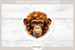 Fall Chimpanzee Animal v6 Round Coaster Sublimation Product Image 1