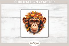 Fall Chimpanzee Animal v6 Square Coaster Sublimation Product Image 1