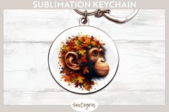 Fall Chimpanzee Animal v7 Round Keychain Sublimation Product Image 1