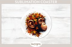 Fall Chimpanzee Animal v7 Round Coaster Sublimation Product Image 1
