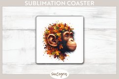 Fall Chimpanzee Animal v7 Square Coaster Sublimation Product Image 1