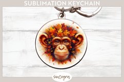 Fall Chimpanzee Animal v8 Round Keychain Sublimation Product Image 1