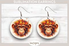 Fall Chimpanzee Animal v8 Round Earrings Sublimation Product Image 1