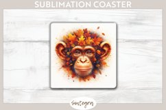 Fall Chimpanzee Animal v8 Square Coaster Sublimation Product Image 1
