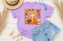 Fall Christian Cross Sublimation PNG, Autumn Pumpkin Spice Product Image 4