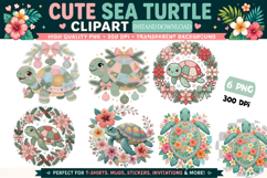 Christmas Sea Turtle Clipart PNG Product Image 1