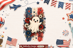 Patriotic Halloween Floral American Flag Design Product Image 2
