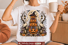 Halloween Pumpkin Stack PNG | Spooky Ghost Witch Hat Clipart Product Image 1