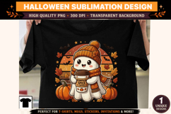 Halloween Ghost Sublimation Design | Cozy Fall Ghost PNG Product Image 1
