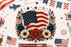 Patriotic Floral American Flag Design |250 Years Celebration Product Image 2