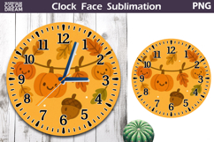Fall Pumpkin Floral Clock Face | Cute Pumpkin Clock Design Product Image 1