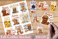 Fall Coffee Sticker PNG Bundle, Pumpkin Spice Latte Product Image 1