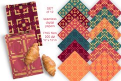 Fall Colors Abstract Geometric Seamless Patterned Papers PNG