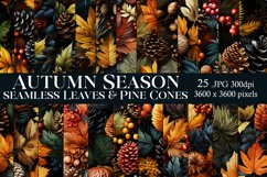 Autumn Season Seamless, Fall Season Leaf Pine Cones Patterns Product Image 1