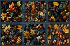 Autumn Season Seamless, Fall Season Leaf Pine Cones Patterns Product Image 2