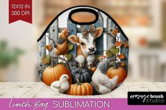 Fall Cow Lunch Bag - Autumn Cow Lunch Bug PNG Sublimation Product Image 1
