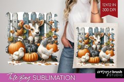 Fall Cow Tote Bag - Autumn Cow Tote Bag PNG Sublimation Product Image 1