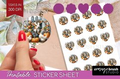 Fall Cow Round Sticker - Autumn Cow Printable Sticker Sheet Product Image 1