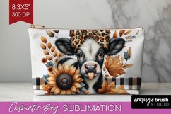 Fall Cow Cosmetic Bag - Autumn Cow Makeup Bag PNG Product Image 1