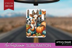 Fall Cow Air Freshener PNG - Autumn Cow PNG Sublimation Product Image 1