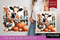 Fall Cow Tote Bag - Autumn Cow Tote Bag PNG Sublimation Product Image 1