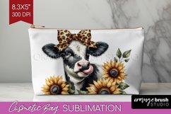 Fall Cow Cosmetic Bag - Autumn Cow Makeup Bag PNG Product Image 1