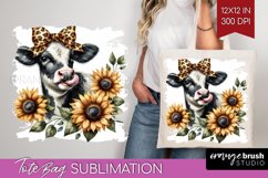 Fall Cow Tote Bag - Autumn Cow Tote Bag PNG Sublimation Product Image 1