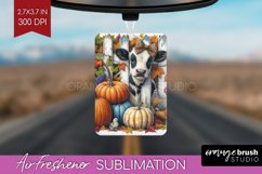 Fall Cow Air Freshener PNG - Autumn Cow PNG Sublimation Product Image 1