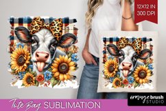 Fall Cow Tote Bag - Autumn Cow Tote Bag PNG Sublimation Product Image 1