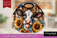 Fall Cow Lunch Bag - Autumn Cow Lunch Bug PNG Sublimation Product Image 1