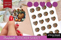 Fall Cow Round Sticker - Autumn Cow Printable Sticker Sheet Product Image 1