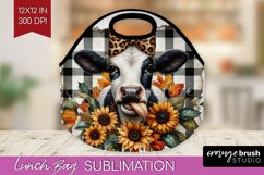 Fall Cow Lunch Bag - Autumn Cow Lunch Bug PNG Sublimation Product Image 1