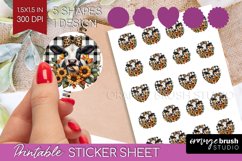 Fall Cow Round Sticker - Autumn Cow Printable Sticker Sheet Product Image 1