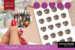 Fall Cow Round Sticker - Autumn Cow Printable Sticker Sheet Product Image 1