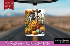 Fall Cow Air Freshener PNG - Autumn Cow PNG Sublimation Product Image 1