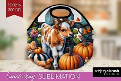 Fall Cow Lunch Bag - Autumn Cow Lunch Bug PNG Sublimation Product Image 1